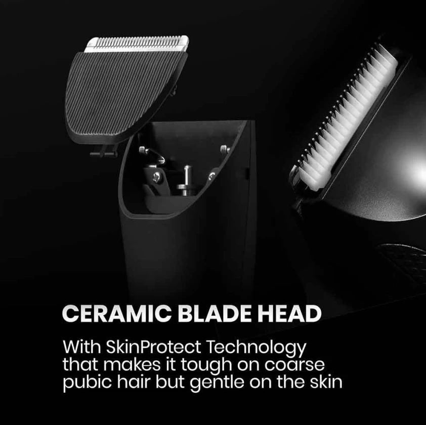 VEROTRIMMER Trimmer for Men Waterproof for Pubic/Body/Groin Grooming with Ceramic Blade, LED Light, Charging Base