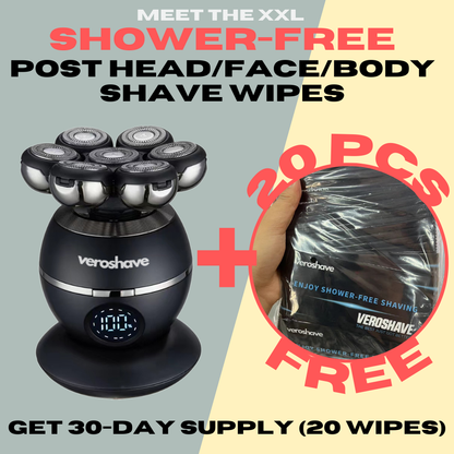 Veroshave 7D Head Shaver + FREE 20 XXL SHOWER-FREE WIPES