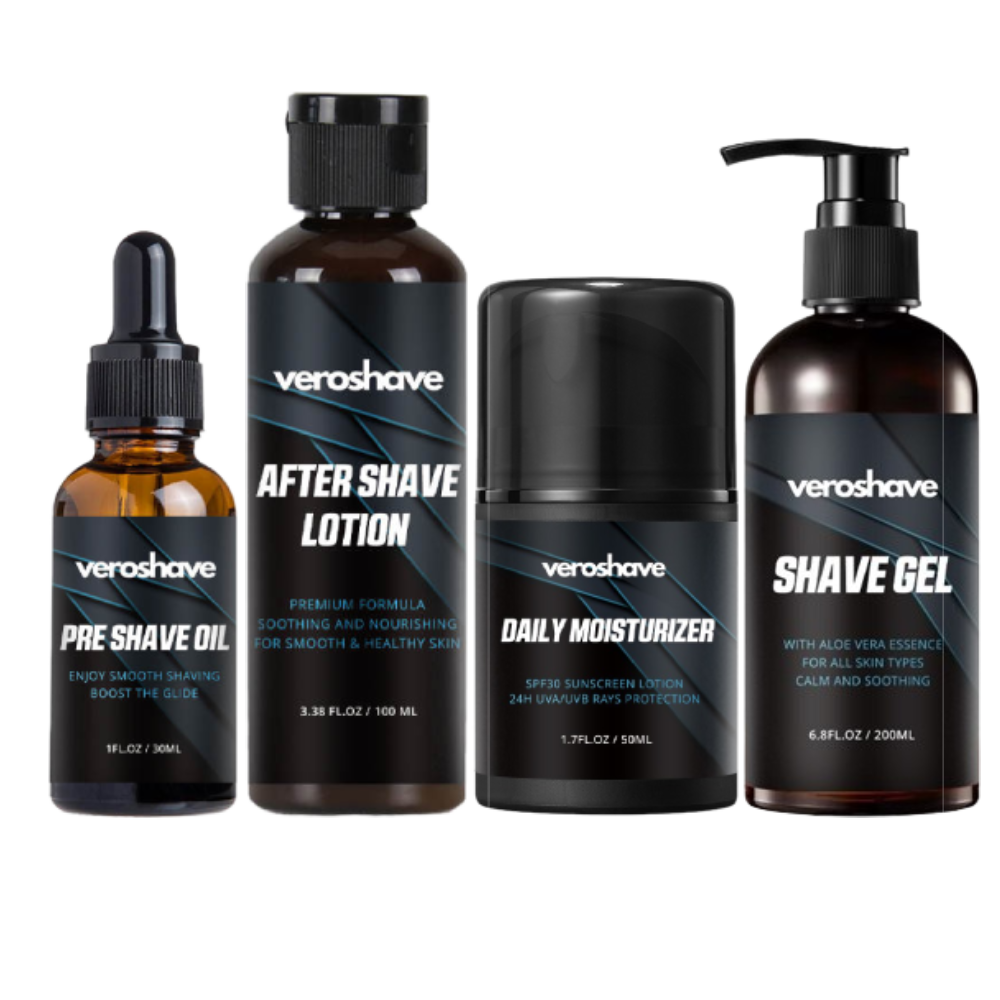 Bald Care Kit - PRE SHAVE OIL + SHAVE GEL + AFTERSHAVE + DAILY 30SPF MOISTURIZER + 100 FREE WIPES