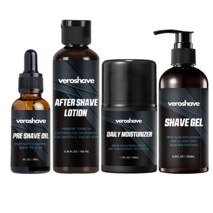 Bald Care Kit - PRE SHAVE OIL + SHAVE GEL + AFTERSHAVE + DAILY 30SPF MOISTURIZER + 100 FREE WIPES