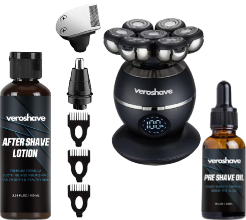 Veroshave Kit - Head Shaver + Accessories + Wireless Charger + Pre Shave Oil + After Shave